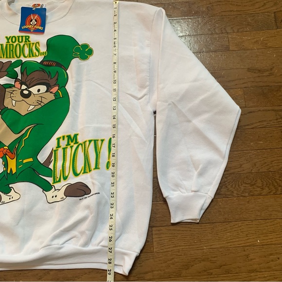 1997 TulTex Looney Tunes Bet your Shamrocks I'm Lucky Sweatshirt | 2XL | White - Picture 8 of 8